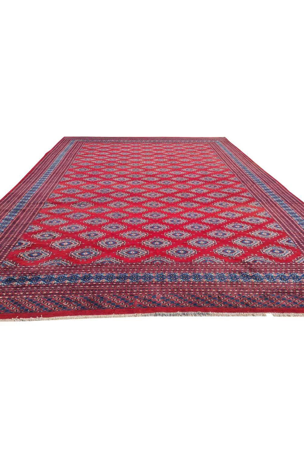 Amazing Hand Knotted Vintage Bokhara Jhaldar Wool Area Rug 12.0 x 9.5 Ft