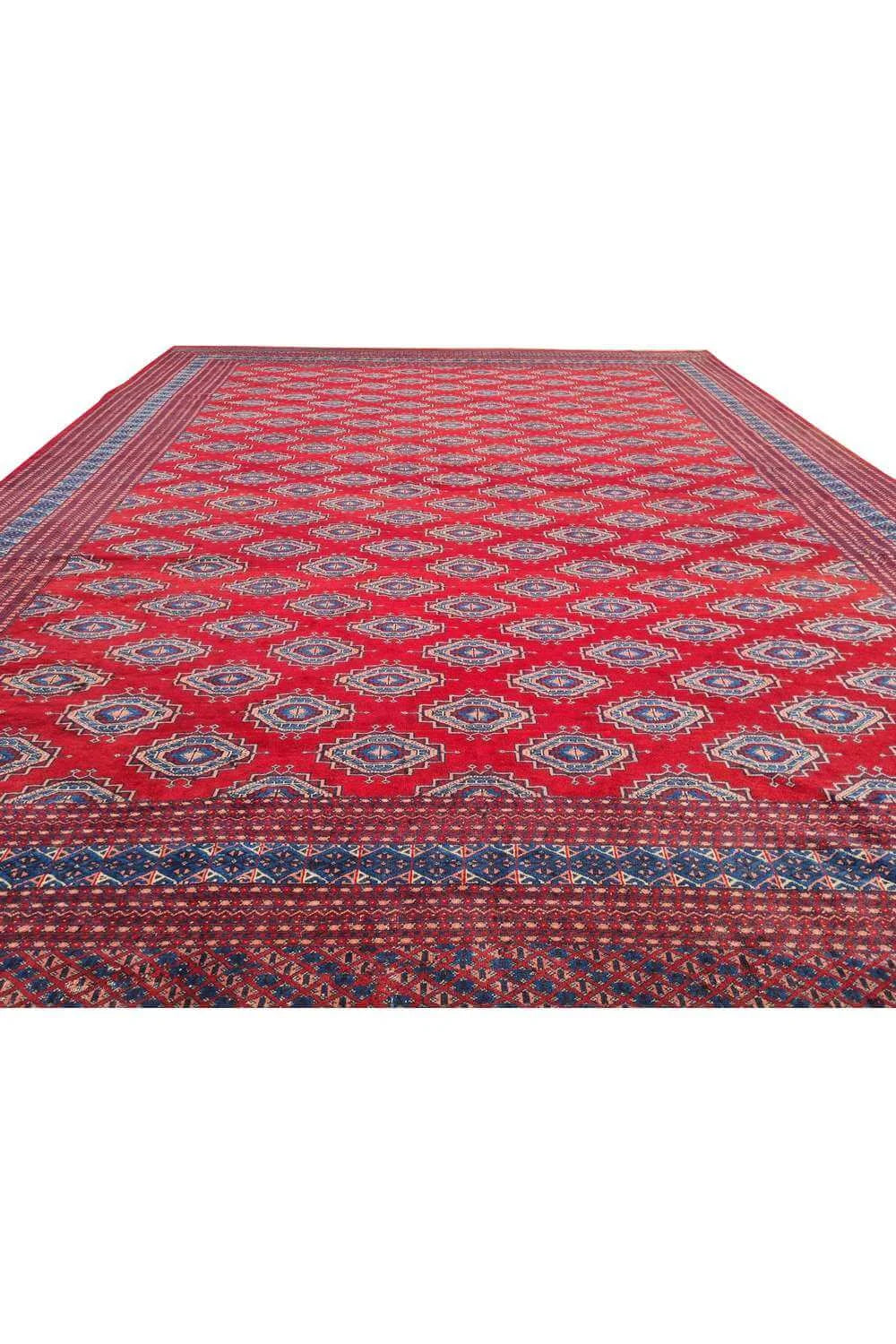 Amazing Hand Knotted Vintage Bokhara Jhaldar Wool Area Rug 12.0 x 9.5 Ft