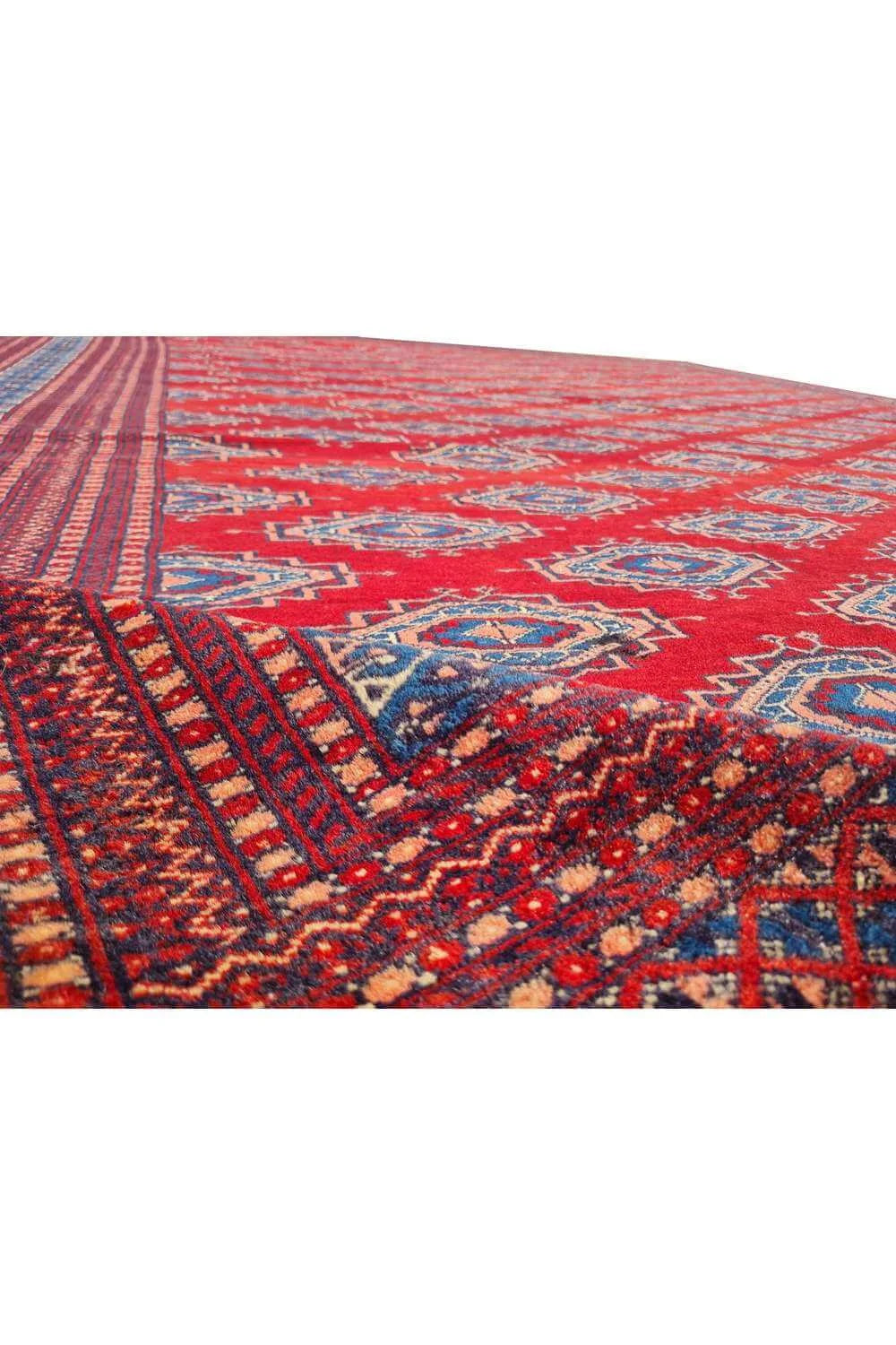 Amazing Hand Knotted Vintage Bokhara Jhaldar Wool Area Rug 12.0 x 9.5 Ft