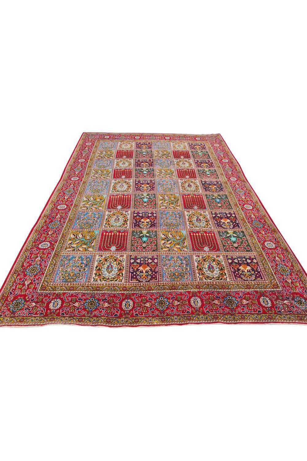 Amazing Hand Knotted Vintage Kashan Wool Area Rug 11.9 x 8.2 Ft