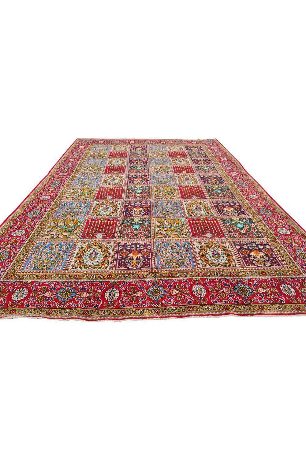 Amazing Hand Knotted Vintage Kashan Wool Area Rug 11.9 x 8.2 Ft
