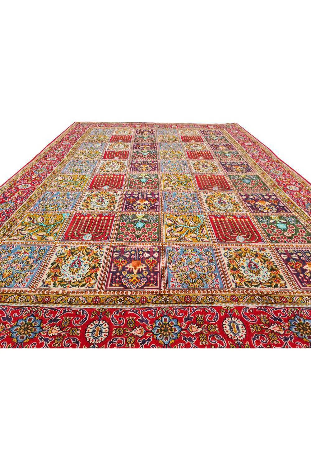 Amazing Hand Knotted Vintage Kashan Wool Area Rug 11.9 x 8.2 Ft