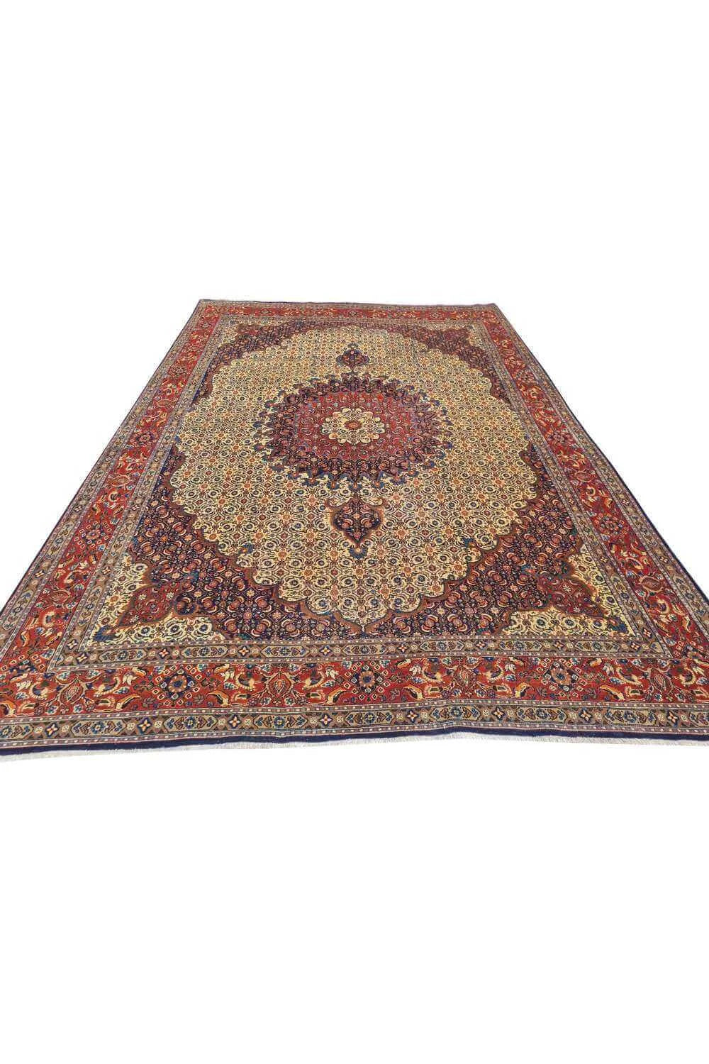 Amazing Hand Knotted Antique Yamoud Wool Area Rug 11.8 x 7.8 Ft