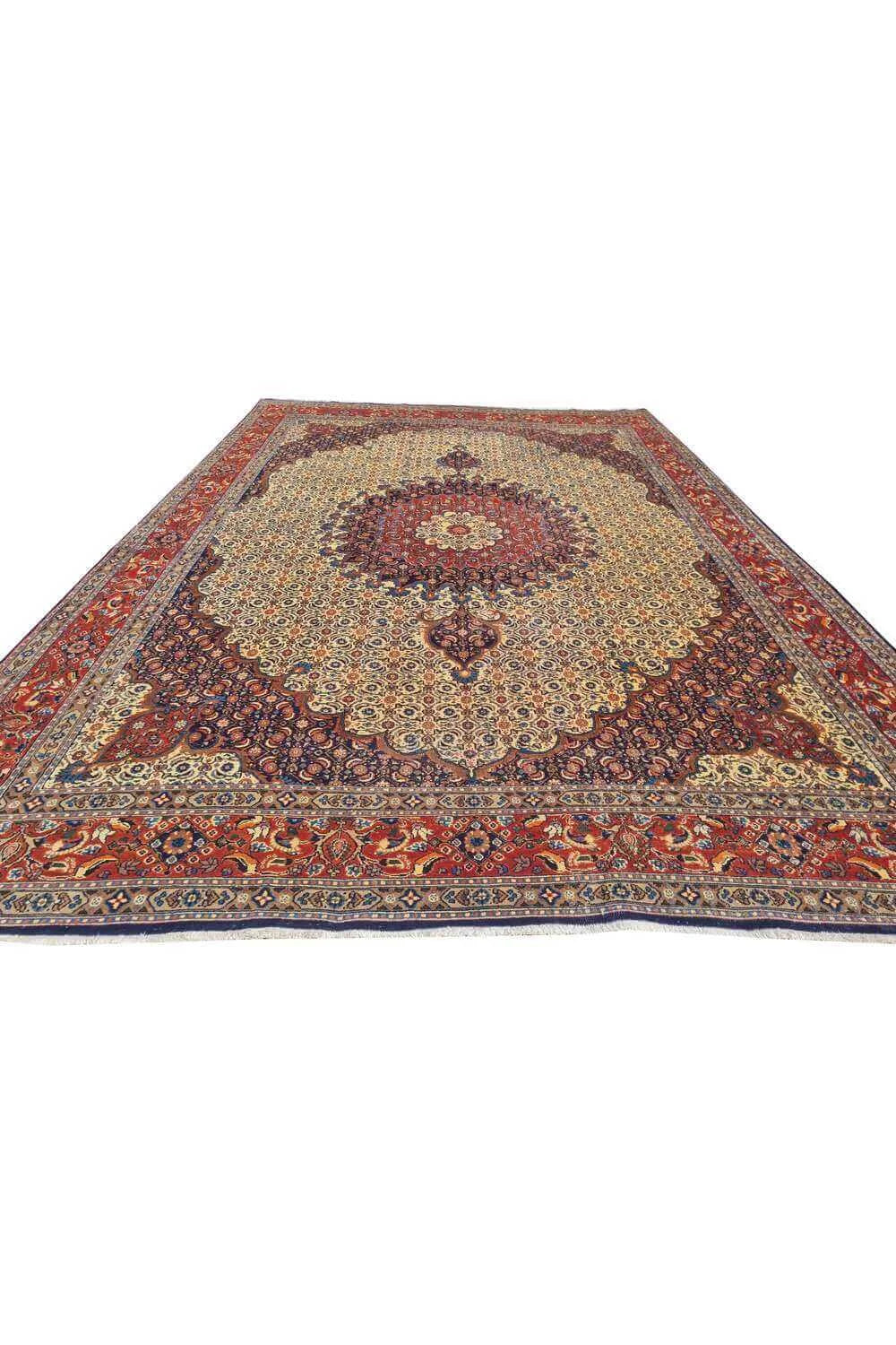 Amazing Hand Knotted Antique Yamoud Wool Area Rug 11.8 x 7.8 Ft