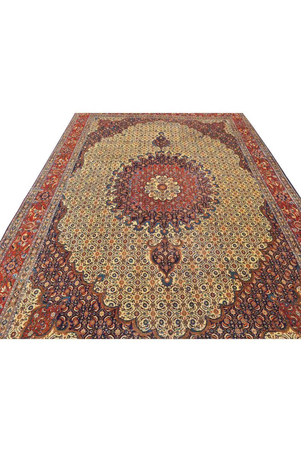 Amazing Hand Knotted Antique Yamoud Wool Area Rug 11.8 x 7.8 Ft