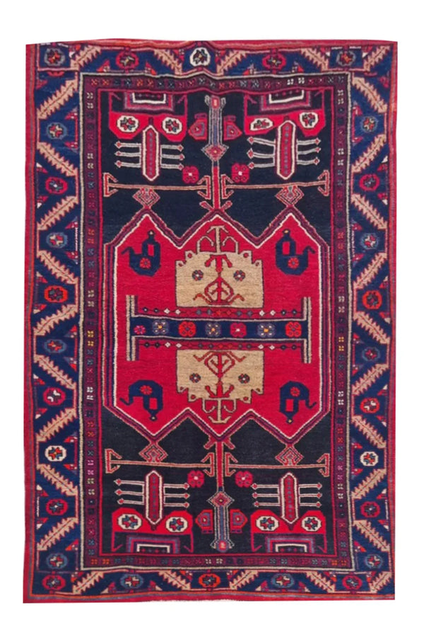 Amazing Hand Knotted Vintage Hamidoun Wool Area Rug 7 x 4 Ft