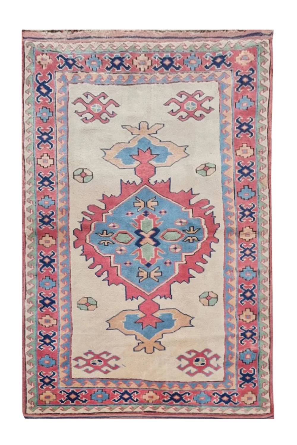 Amazing Hand Knotted Vintage Kurdi Wool Area Rug 7 x 4 Ft