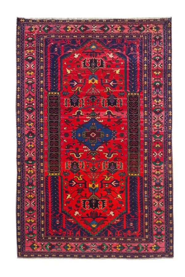 Amazing Hand Knotted Vintage Bijour Pictorial Wool Area Rug 8 x 4 Ft