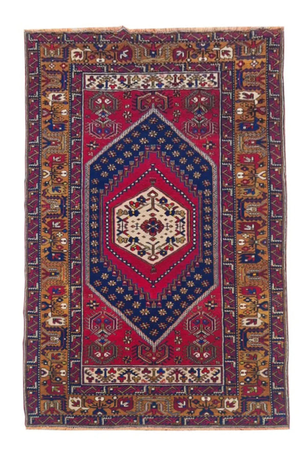 Amazing Hand Knotted Vintage Turkish Pictorial Wool Area Rug 7 x 4 Ft