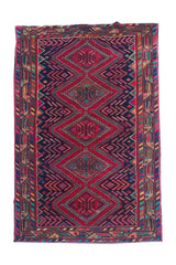Authentic Hand Knotted Vintage Hamidoun Wool Area Rug 6.8 x 3.5 Ft