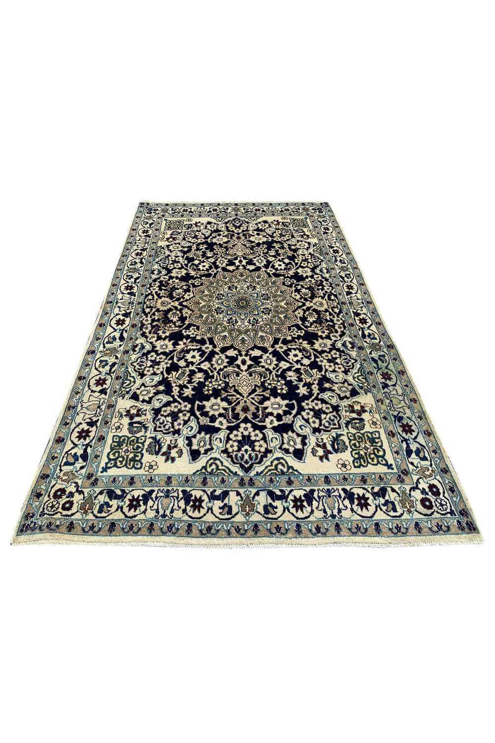 Amazing Hand Knotted Vintage Naeen Wool Area Rug 6.7 x 3.11 Ft