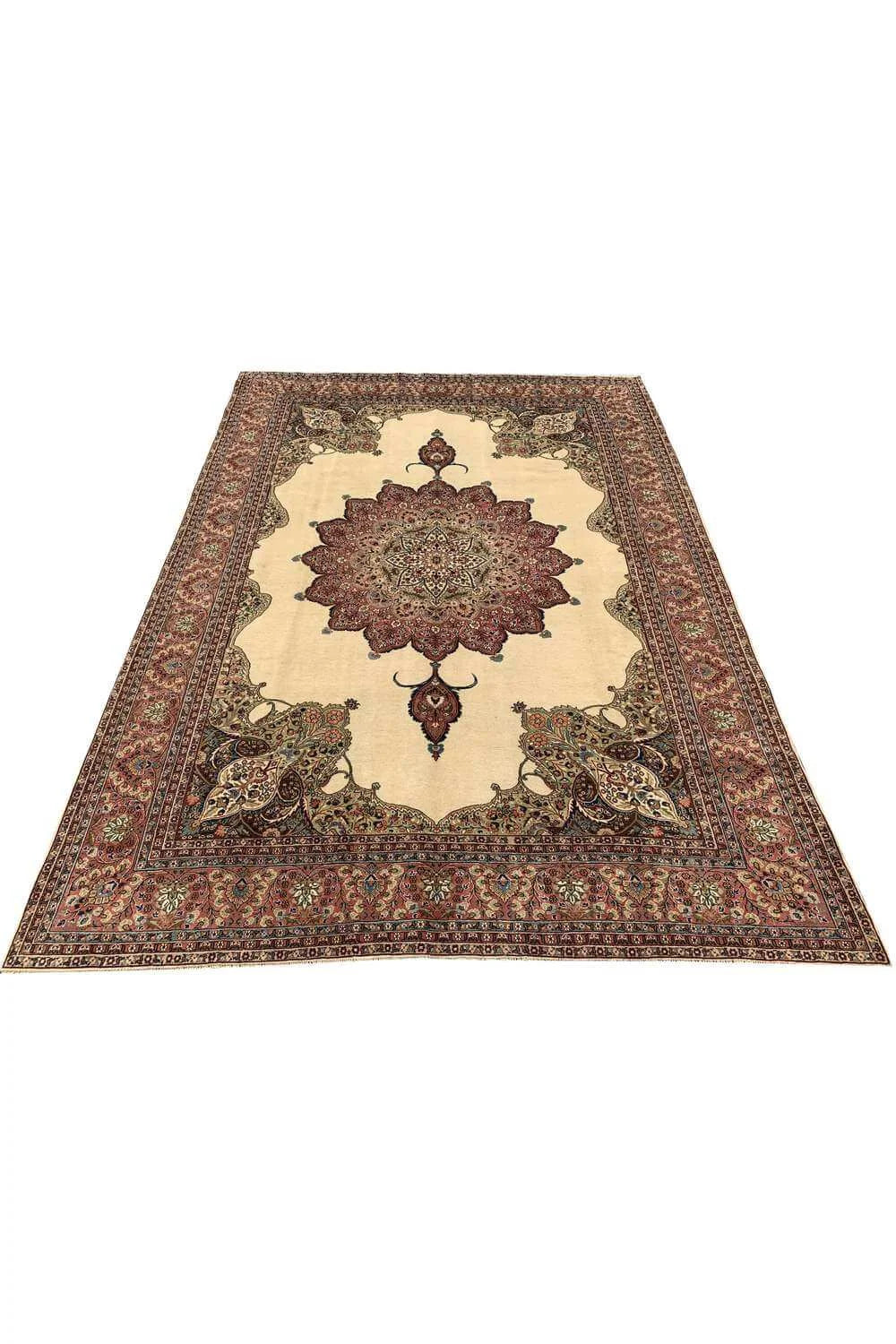 Amazing Hand Knotted Vintage Tabreez Wool Area Rug 12.1 x 8.8 Ft