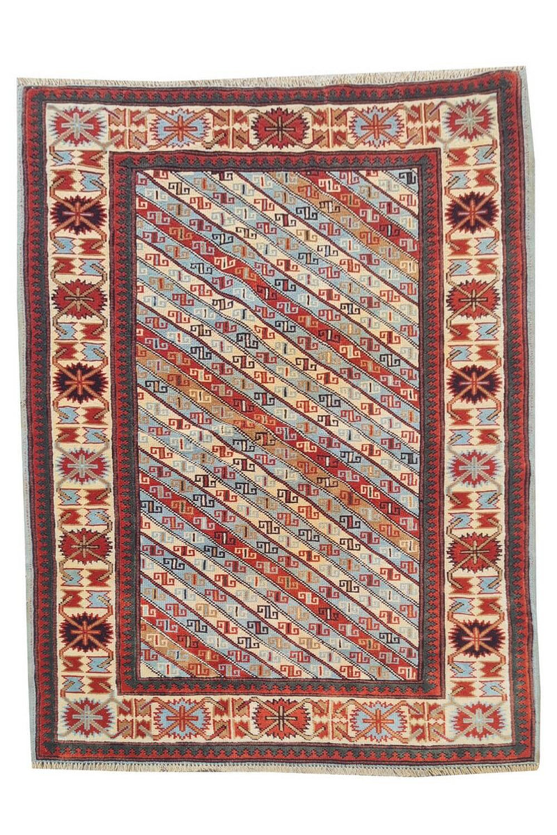 Authentic Hand Knotted Vintage Kurdi Wool Area Rug 6 x 4 Ft