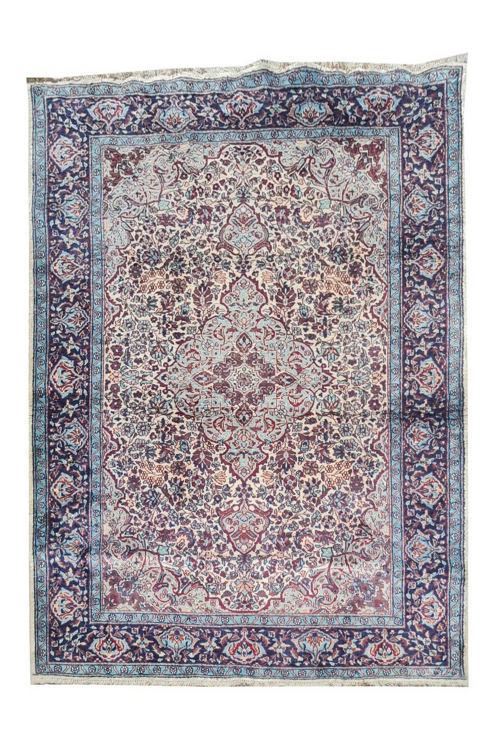 Authentic Hand Knotted Vintage Kashmir Wool Area Rug 6 x 4 Ft