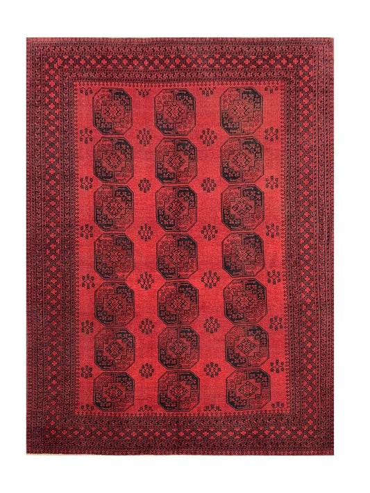 Amazing Hand Knotted Vintage Afghan Turkmen Felpah Wool Area Rug 11.9 x 9.6 Ft