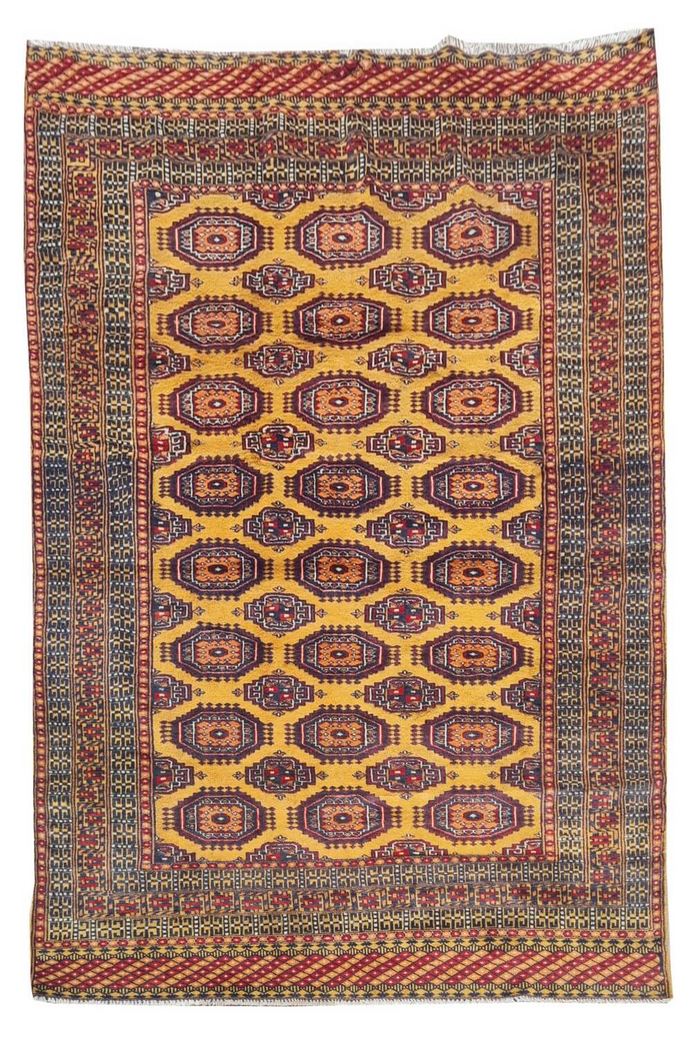 Authentic Hand Knotted Vintage Pakistani Bokhara jhaldar Wool Area Rug 6 x 4 Ft