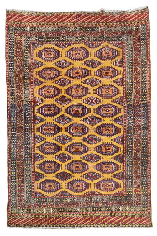 Authentic Hand Knotted Vintage Pakistani Bokhara jhaldar Wool Area Rug 6 x 4 Ft