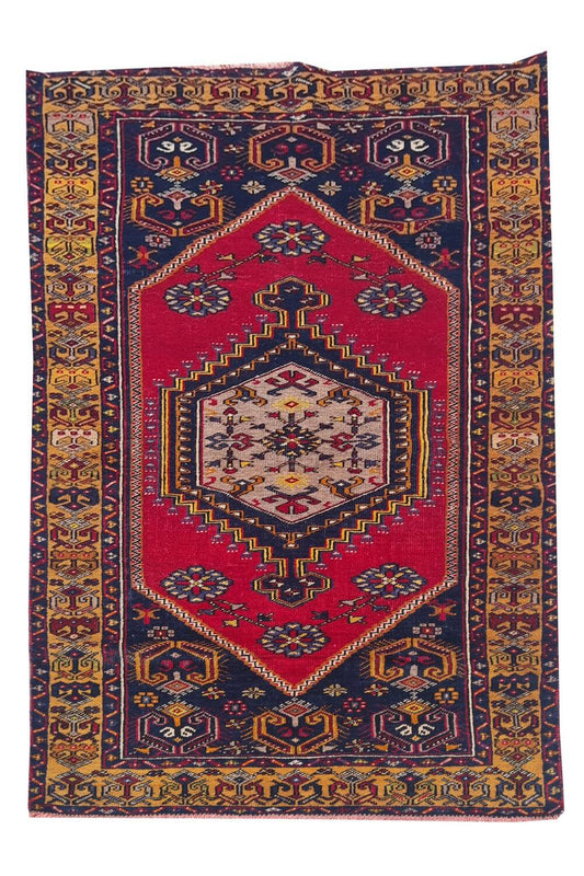 Authentic Hand Knotted Vintage Turkish Wool Area Rug 6 x 3 Ft