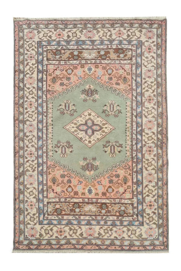 Amazing Hand Knotted Vintage Traditional Tribal Kurdi Pictorial Wool Area Rug 7 x 4 Ft