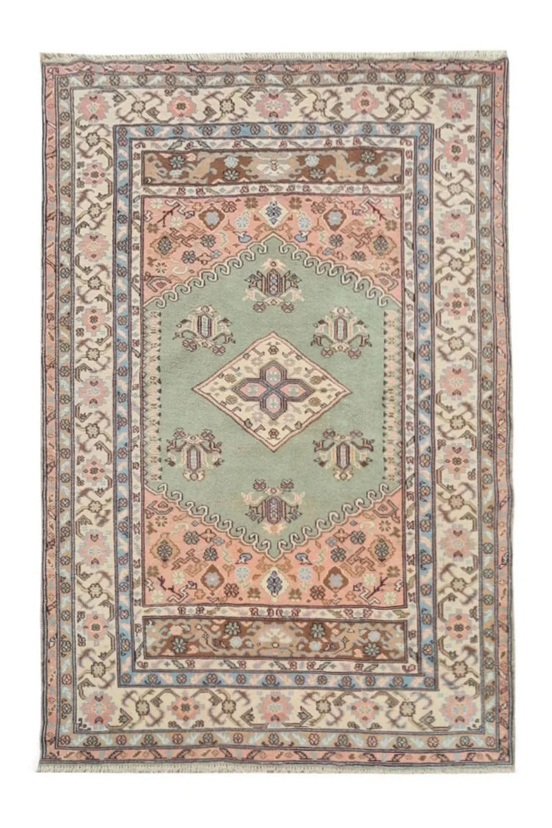 Amazing Hand Knotted Vintage Traditional Tribal Kurdi Pictorial Wool Area Rug 7 x 4 Ft