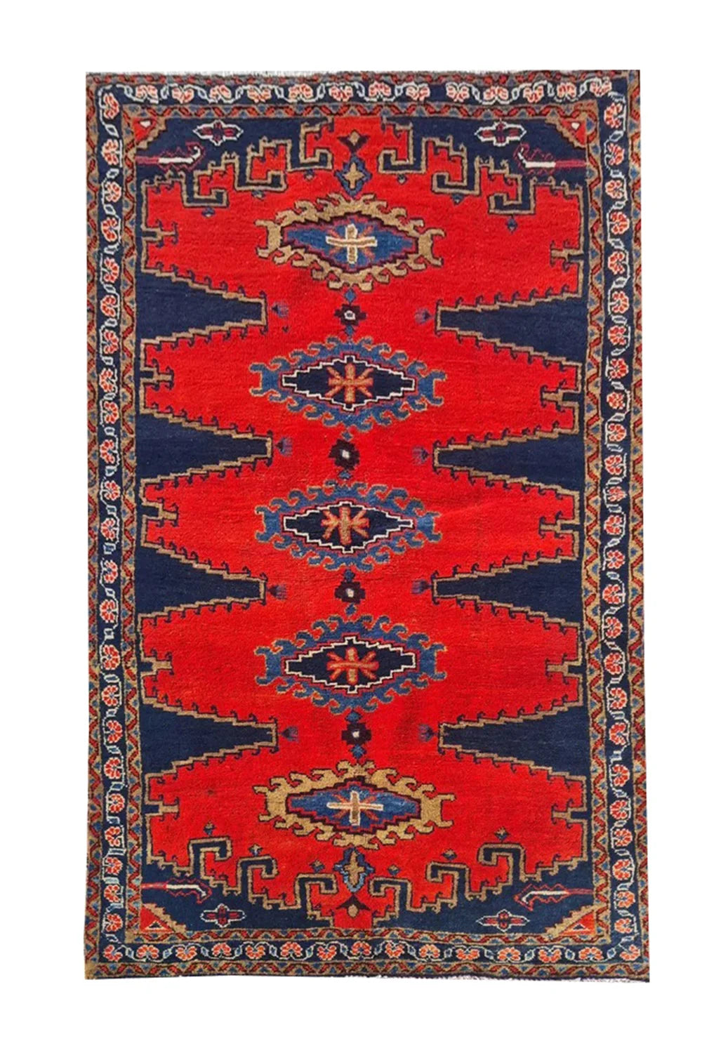 Amazing Hand Knotted Vintage Tribal Baghtiyaar Pictorial Wool Area Rug 7 x 4 Ft