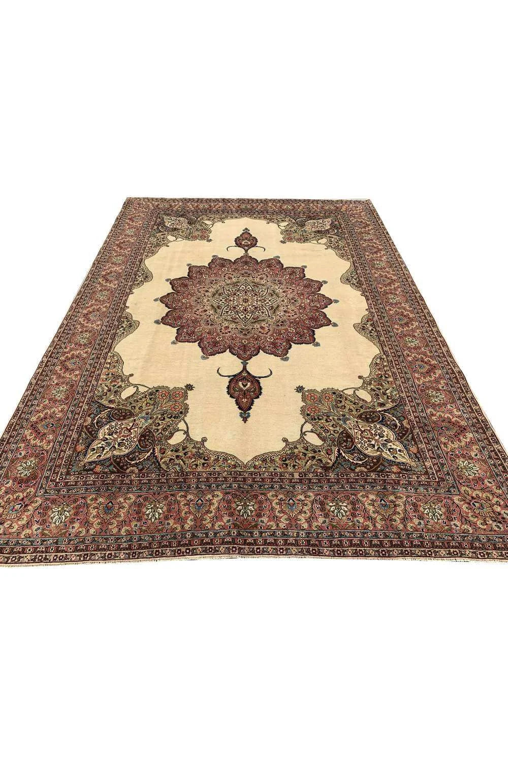 Amazing Hand Knotted Vintage Tabreez Wool Area Rug 12.1 x 8.8 Ft