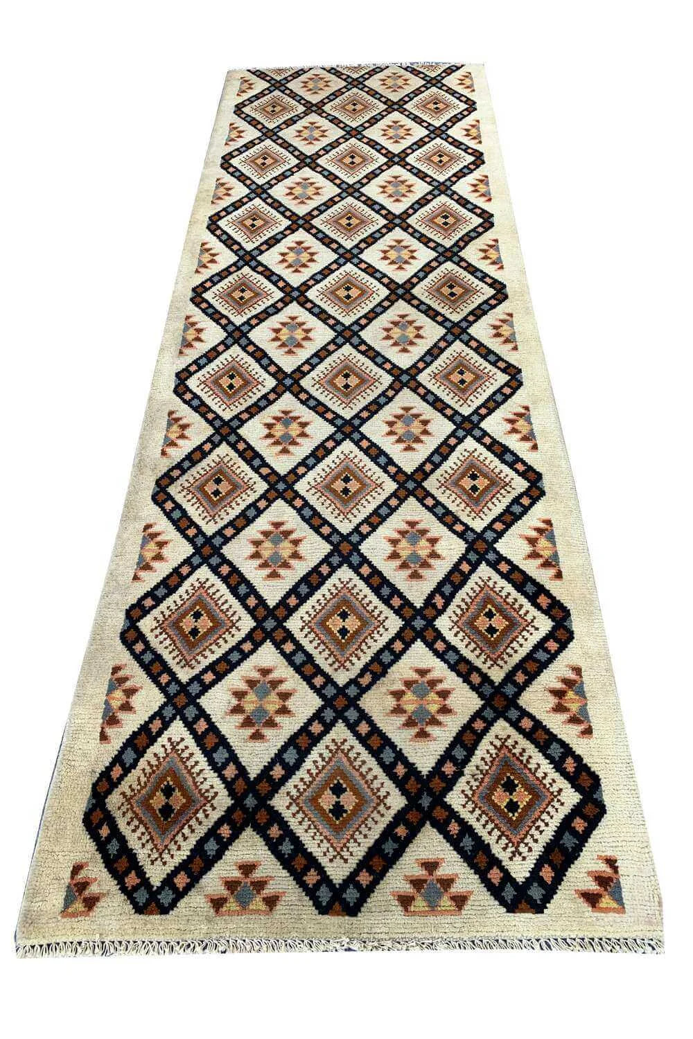 Amazing Hand Knotted Turkish Wool Area Runner Rug 8.9 x 3.0 Ft