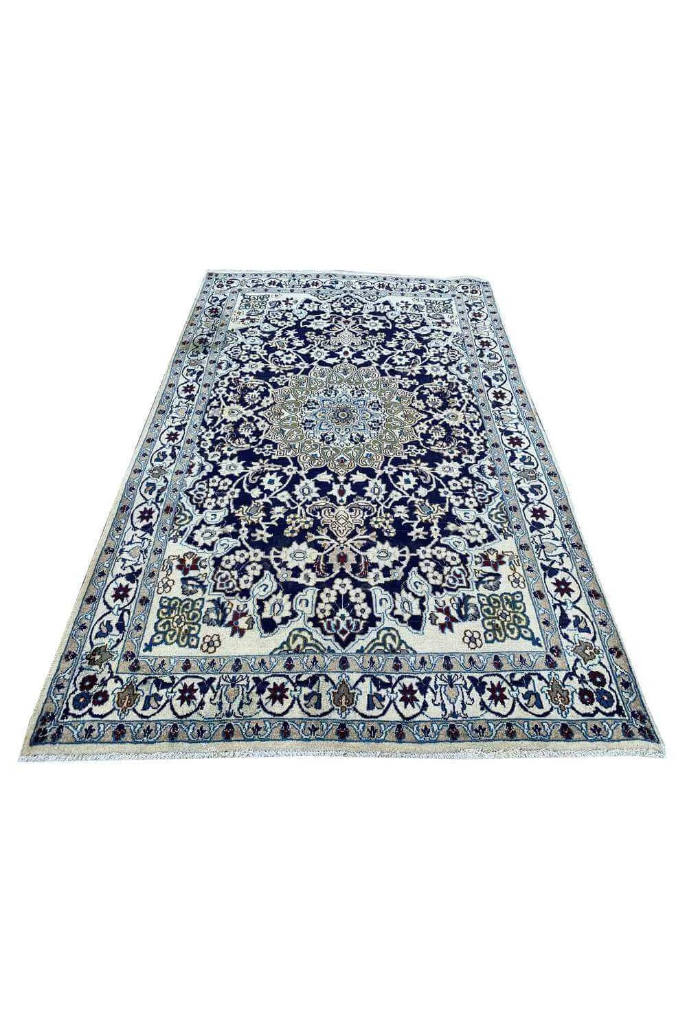 Amazing Hand Knotted Vintage Naeen Wool Area Rug 6.7 x 3.11 Ft