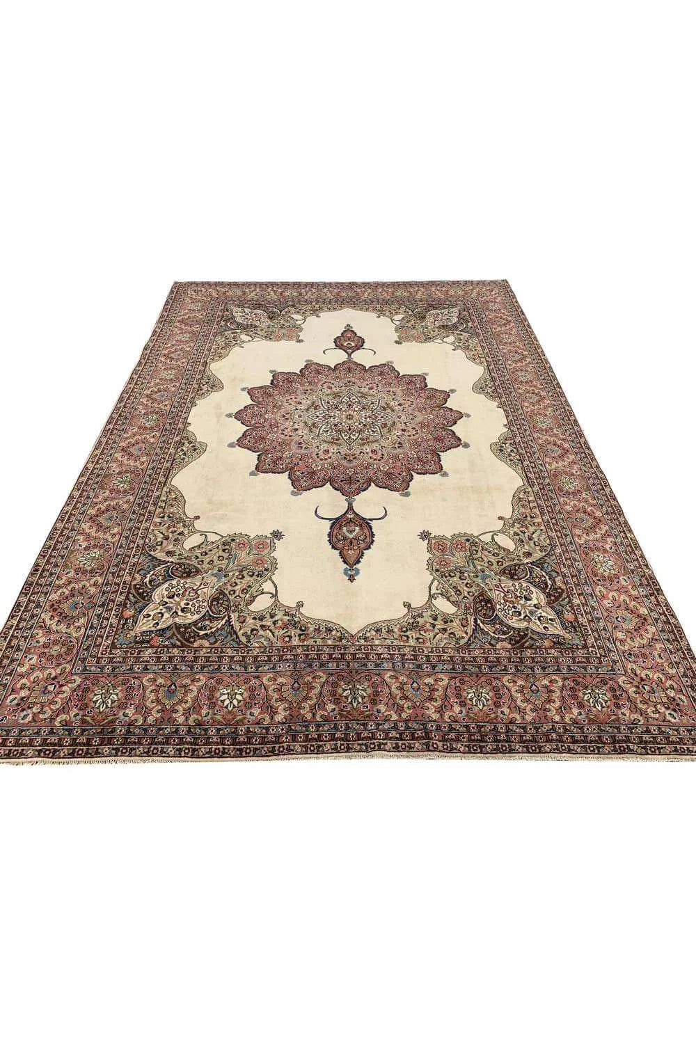 Amazing Hand Knotted Vintage Tabreez Wool Area Rug 12.1 x 8.8 Ft