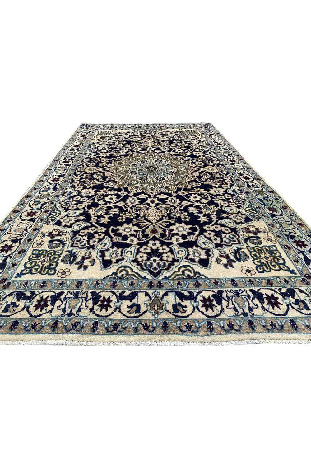 Amazing Hand Knotted Vintage Naeen Wool Area Rug 6.7 x 3.11 Ft