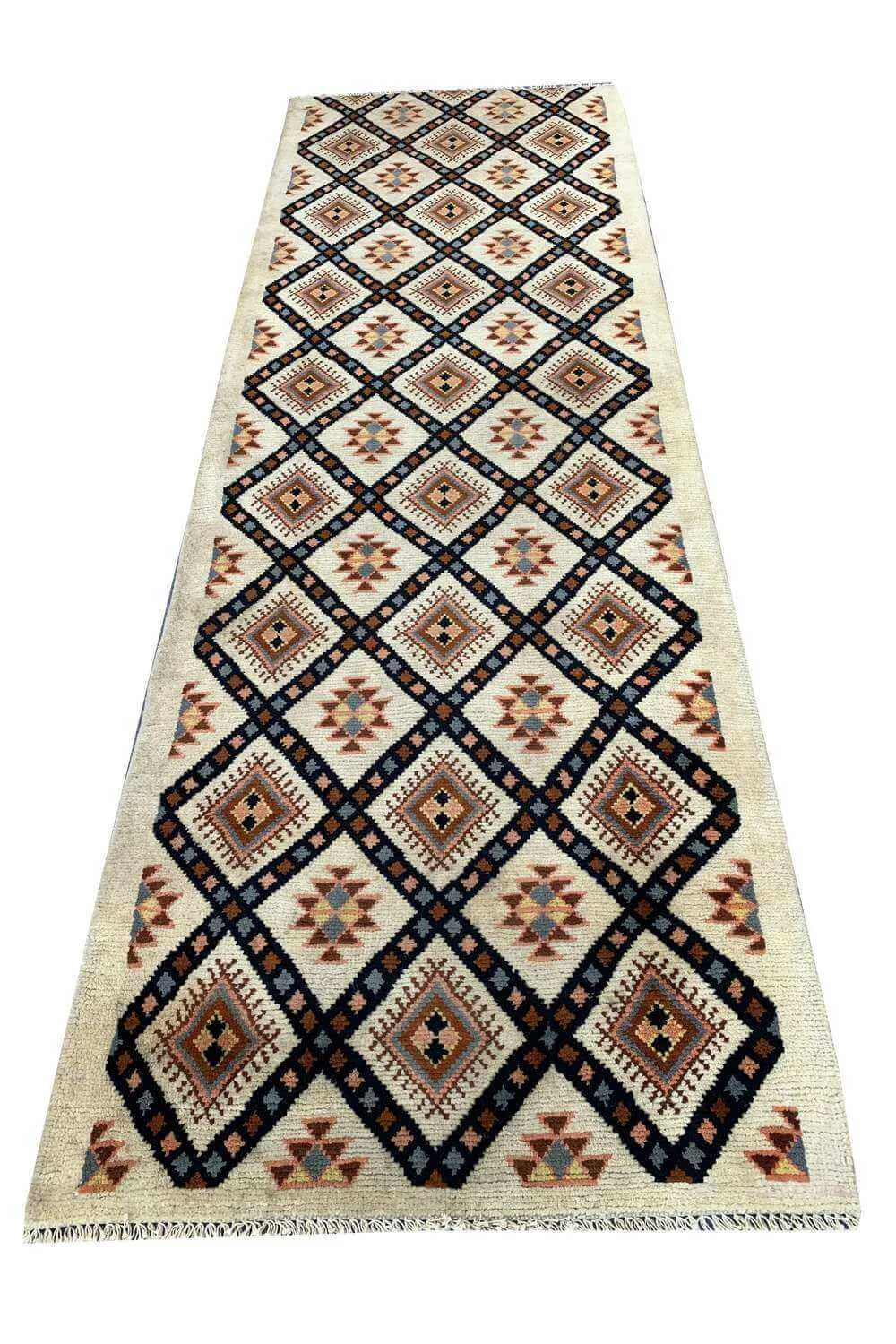 Amazing Hand Knotted Turkish Wool Area Runner Rug 8.9 x 3.0 Ft