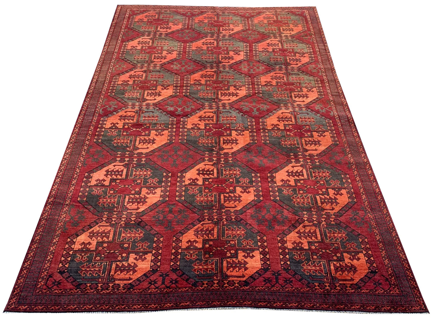 Amazing Hand Knotted Vintage Turkmen Felpah Bokhara Wool Area Rug 8.3 x 5.6 Ft