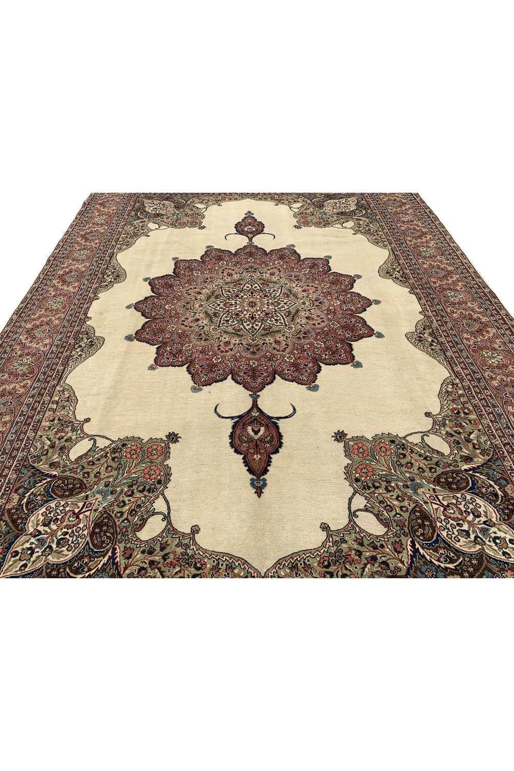 Amazing Hand Knotted Vintage Tabreez Wool Area Rug 12.1 x 8.8 Ft