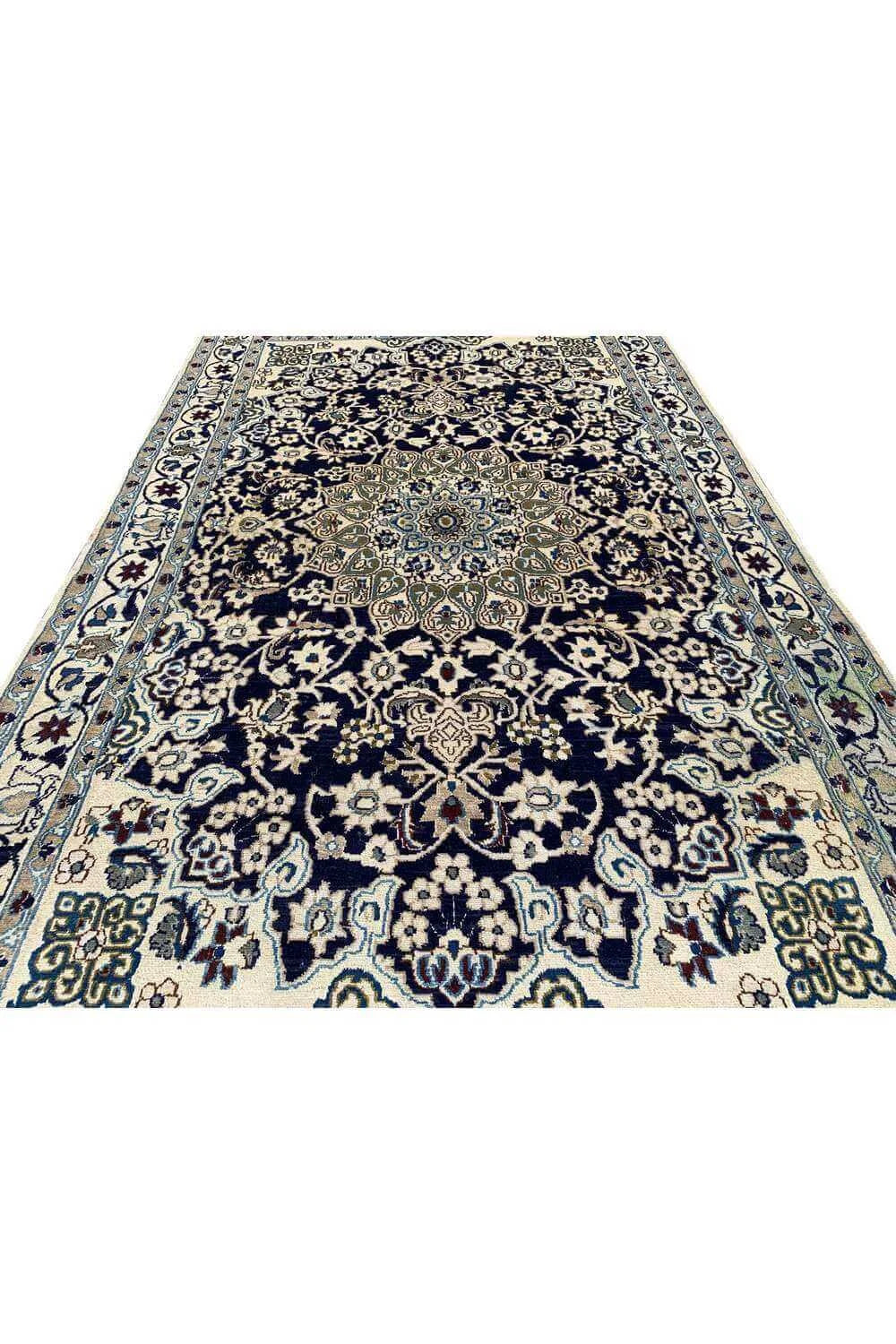 Amazing Hand Knotted Vintage Naeen Wool Area Rug 6.7 x 3.11 Ft