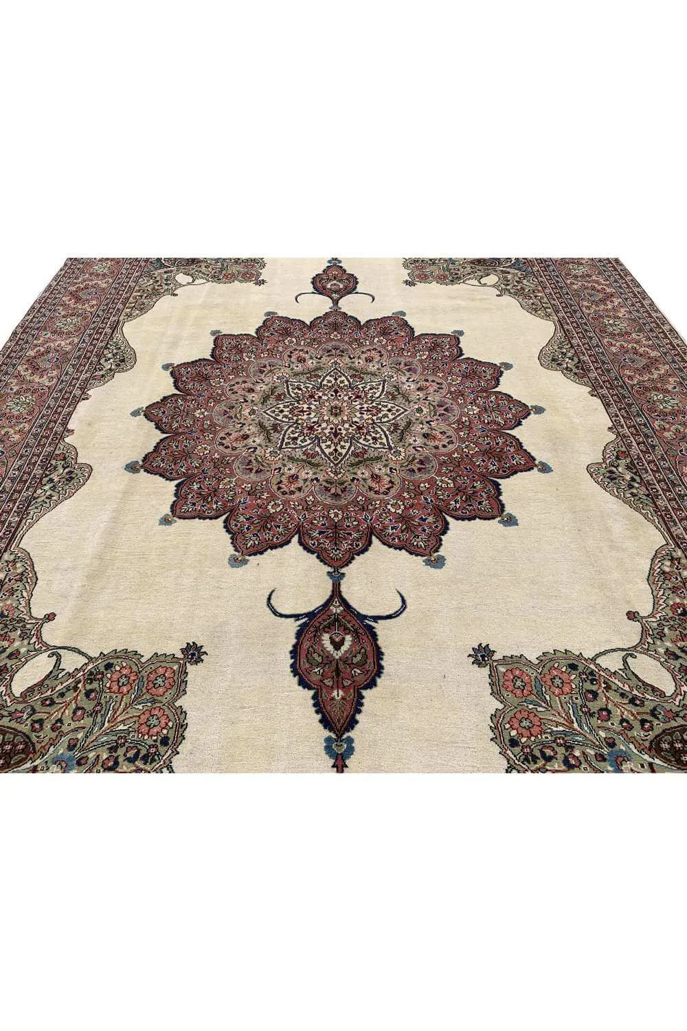 Amazing Hand Knotted Vintage Tabreez Wool Area Rug 12.1 x 8.8 Ft