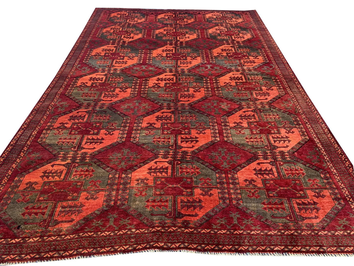 Amazing Hand Knotted Vintage Turkmen Felpah Bokhara Wool Area Rug 8.3 x 5.6 Ft