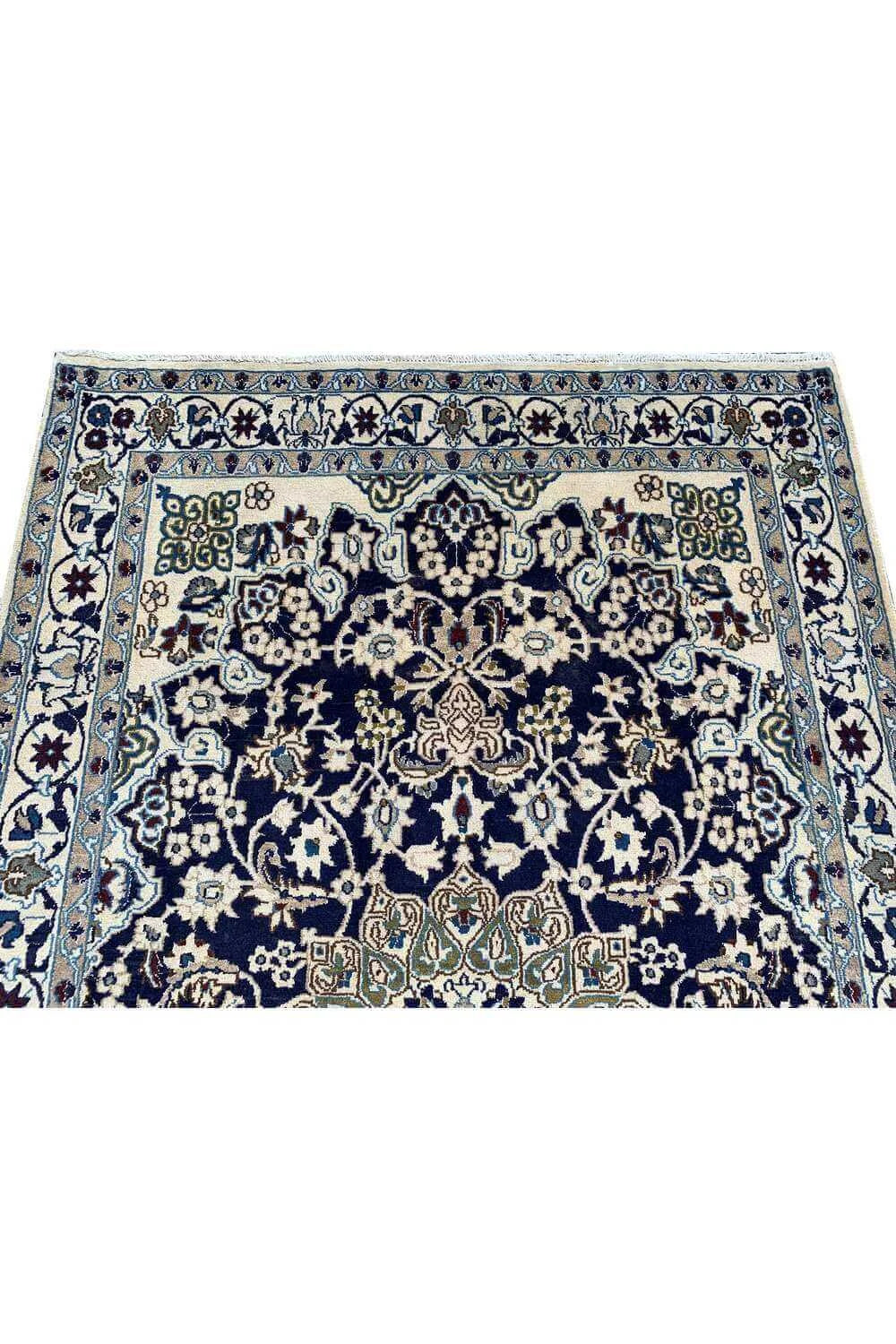 Amazing Hand Knotted Vintage Naeen Wool Area Rug 6.7 x 3.11 Ft