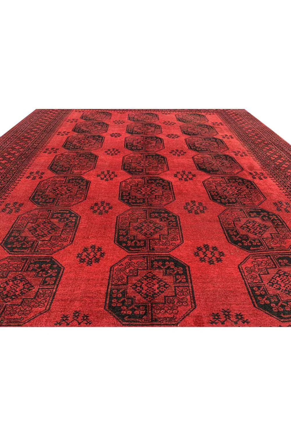 Amazing Hand Knotted Vintage Afghan Turkmen Felpah Wool Area Rug 11.9 x 9.6 Ft