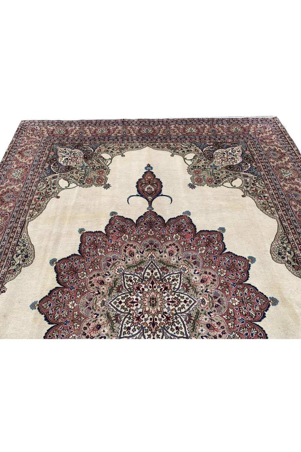 Amazing Hand Knotted Vintage Tabreez Wool Area Rug 12.1 x 8.8 Ft