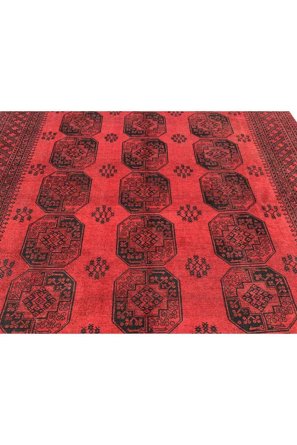Amazing Hand Knotted Vintage Afghan Turkmen Felpah Wool Area Rug 11.9 x 9.6 Ft