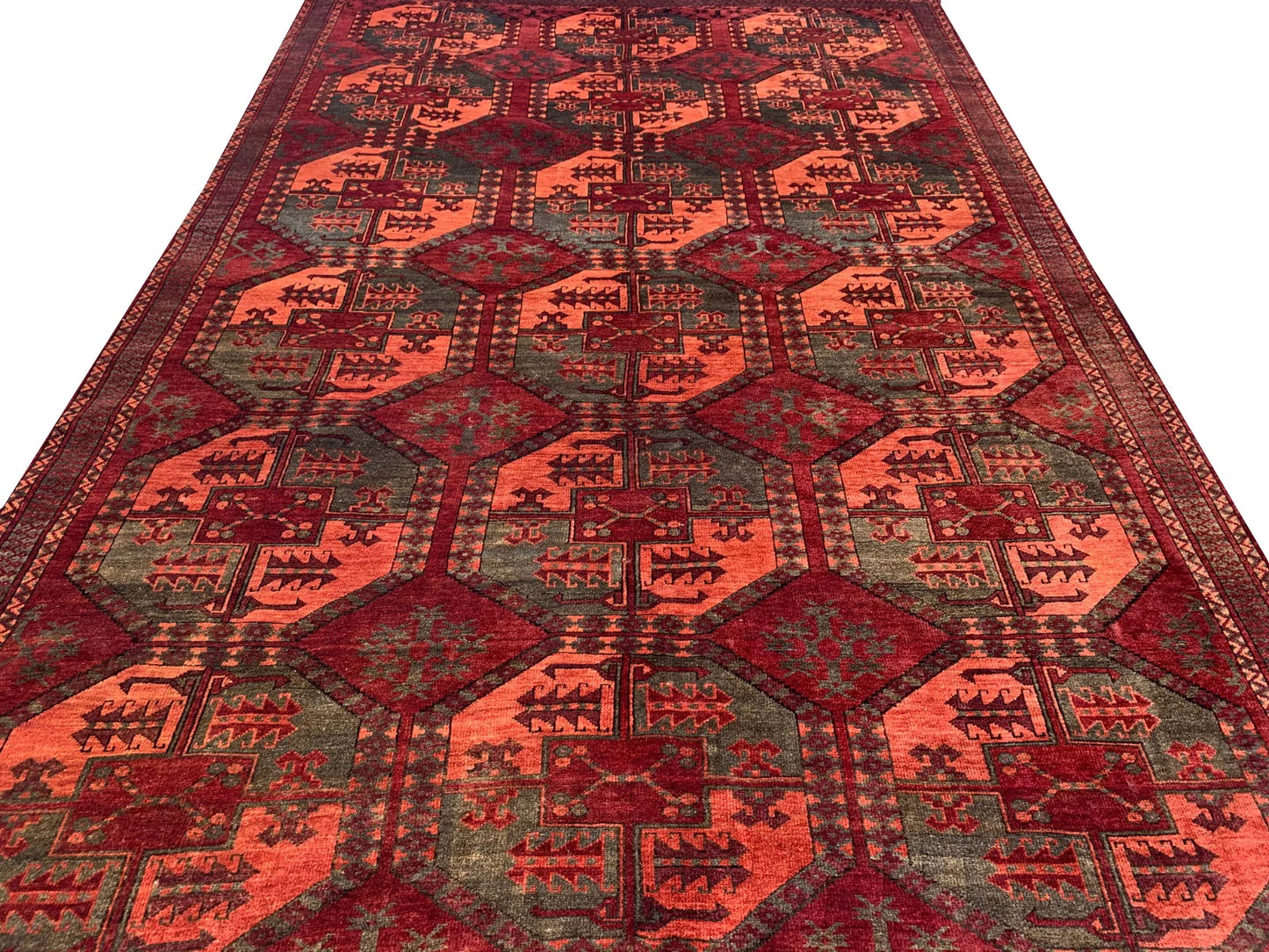 Amazing Hand Knotted Vintage Turkmen Felpah Bokhara Wool Area Rug 8.3 x 5.6 Ft