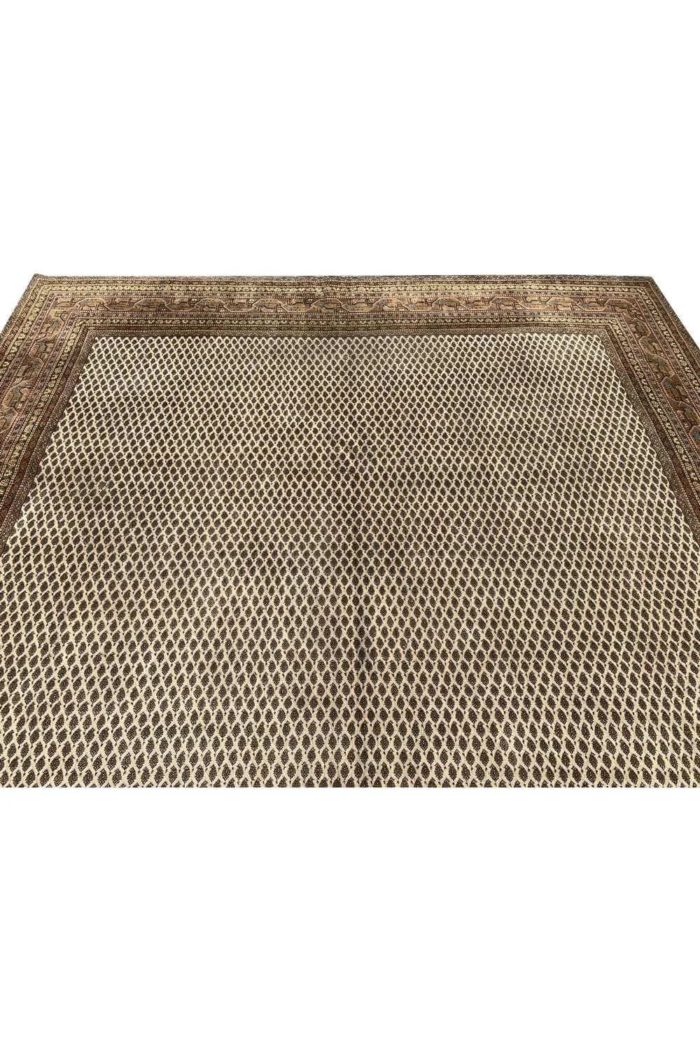 Amazing Hand Knotted Vintage Badam Gul Wool Area Rug 12.11 x 9.7 Ft