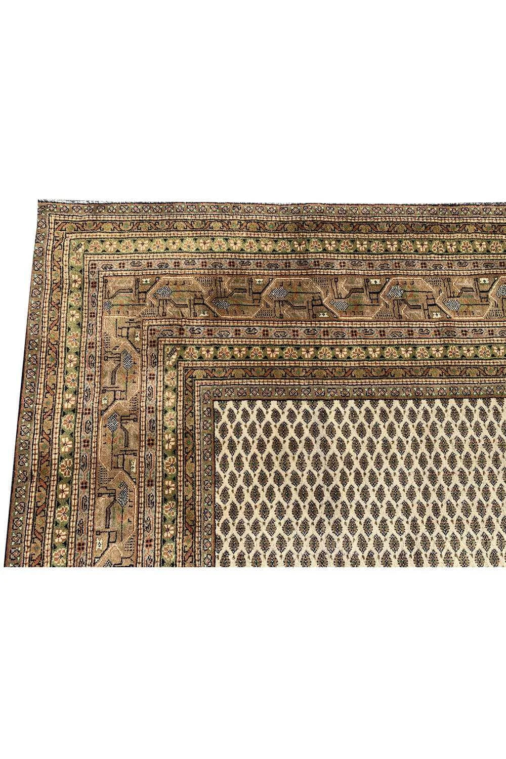 Amazing Hand Knotted Vintage Badam Gul Wool Area Rug 12.11 x 9.7 Ft