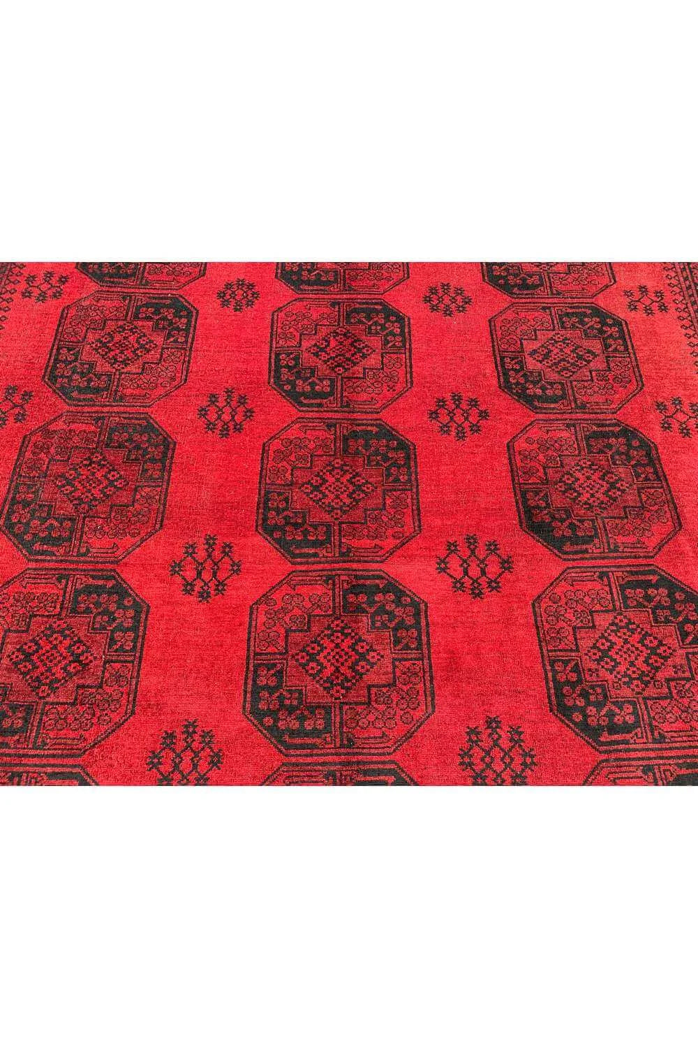 Amazing Hand Knotted Vintage Afghan Turkmen Felpah Wool Area Rug 11.9 x 9.6 Ft