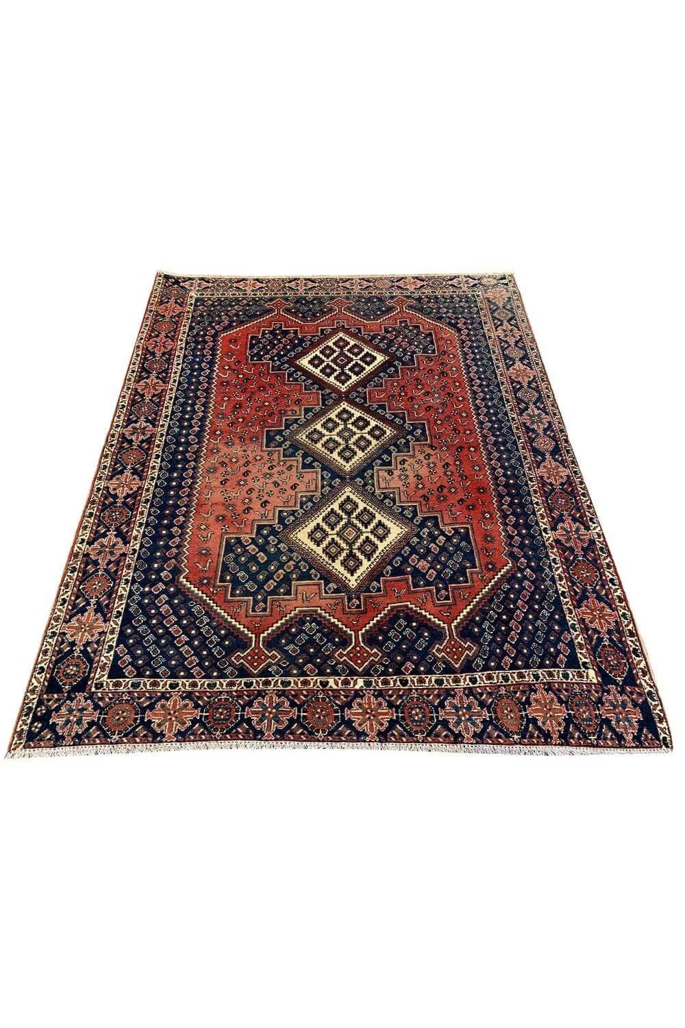 Amazing Hand Knotted Vintage Afshour Pictorial Wool Area Rug 6.5 x 5.4 Ft