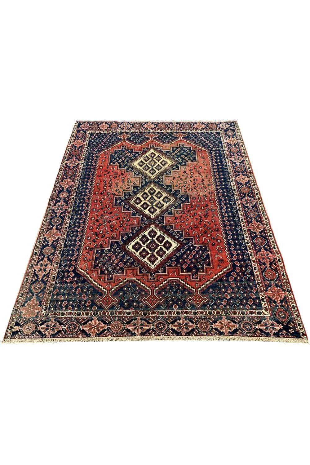 Amazing Hand Knotted Vintage Afshour Pictorial Wool Area Rug 6.5 x 5.4 Ft