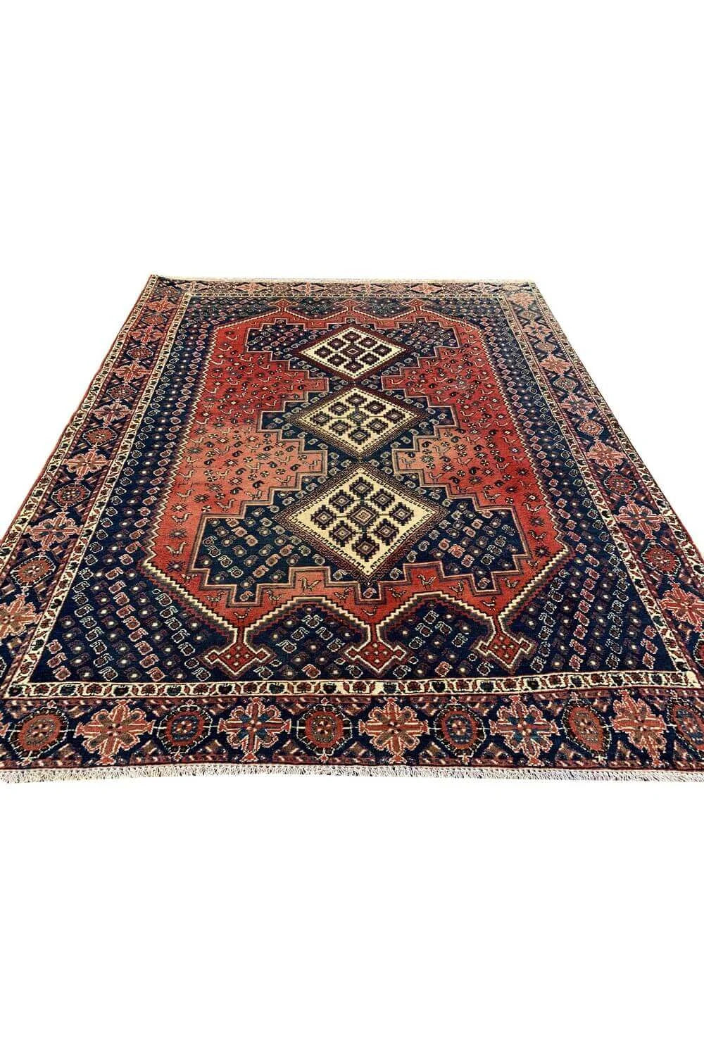 Amazing Hand Knotted Vintage Afshour Pictorial Wool Area Rug 6.5 x 5.4 Ft