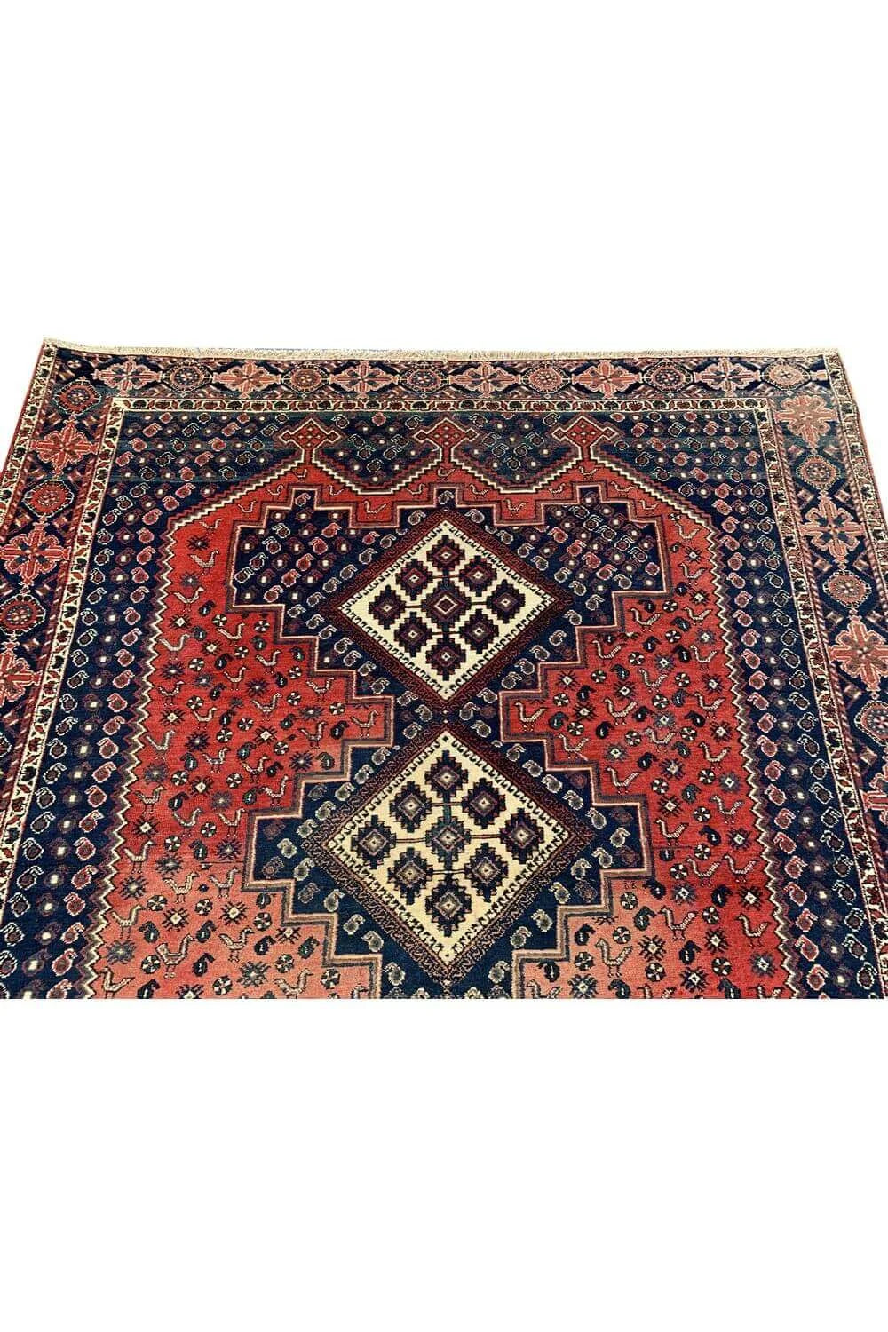 Amazing Hand Knotted Vintage Afshour Pictorial Wool Area Rug 6.5 x 5.4 Ft