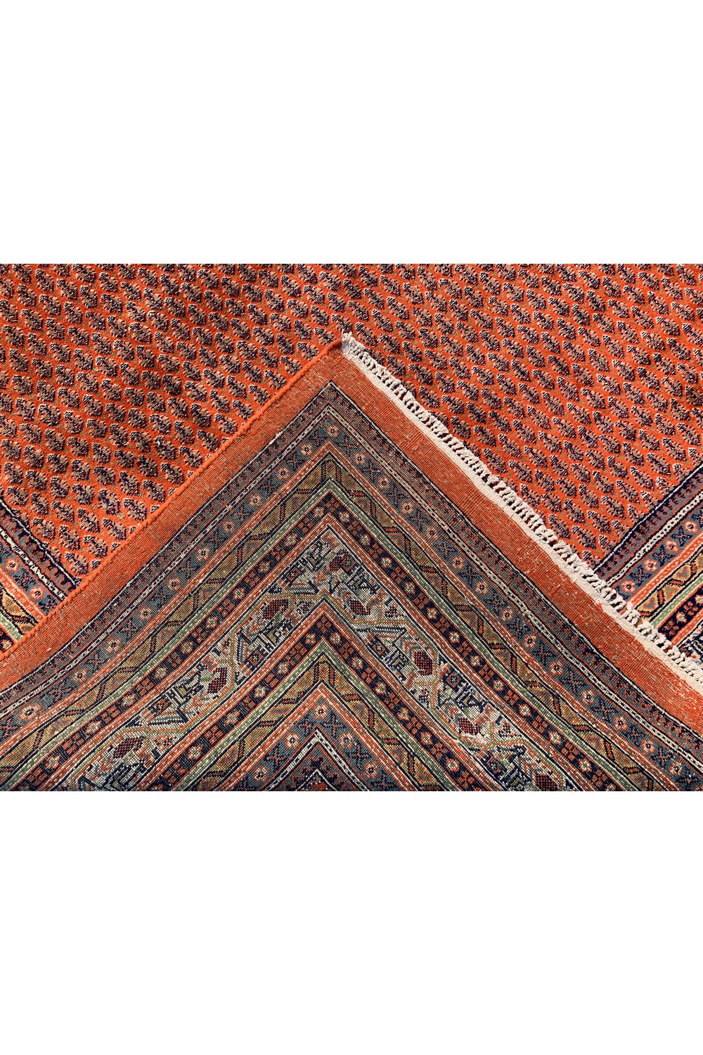 Authentic Hand Knotted Vintage Badam Gul Wool Area Rug 13.0 x 9.11 Ft