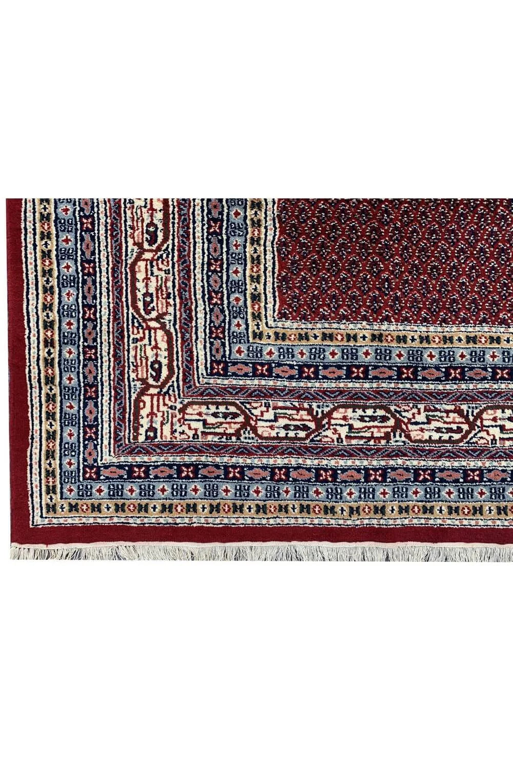 Authentic Hand Knotted Vintage Badam Gul Wool Area Rug 9.0 x 6.1 Ft